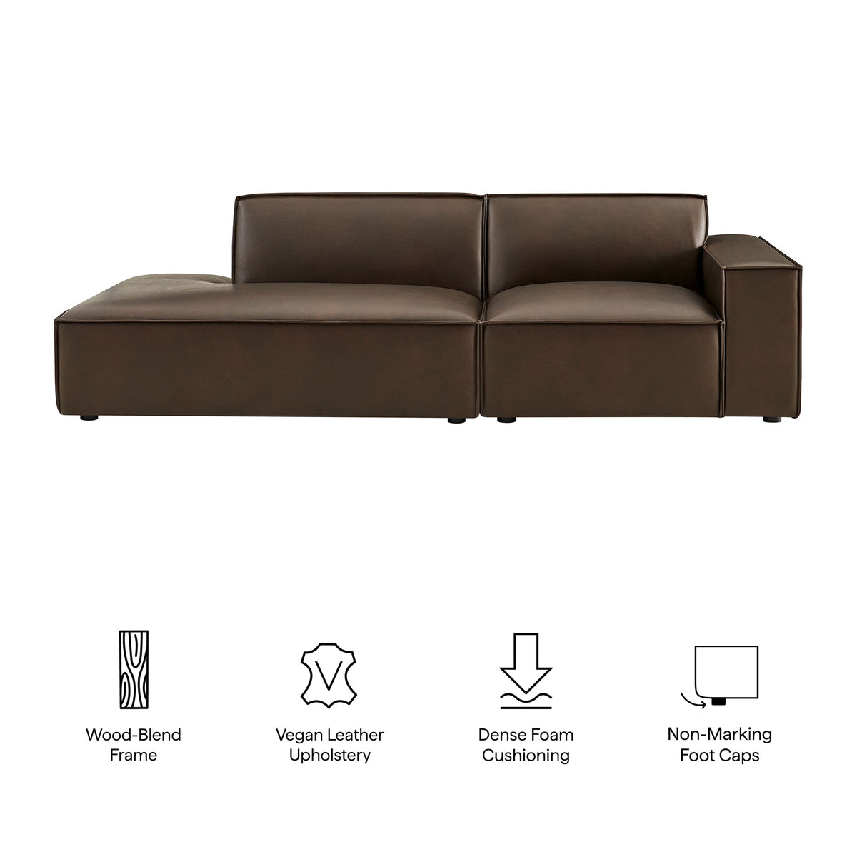 Restore 2-Piece Vegan Leather Modular Loveseat by Modway - Espresso / Toast (EEI-7428), photo 2 of 18