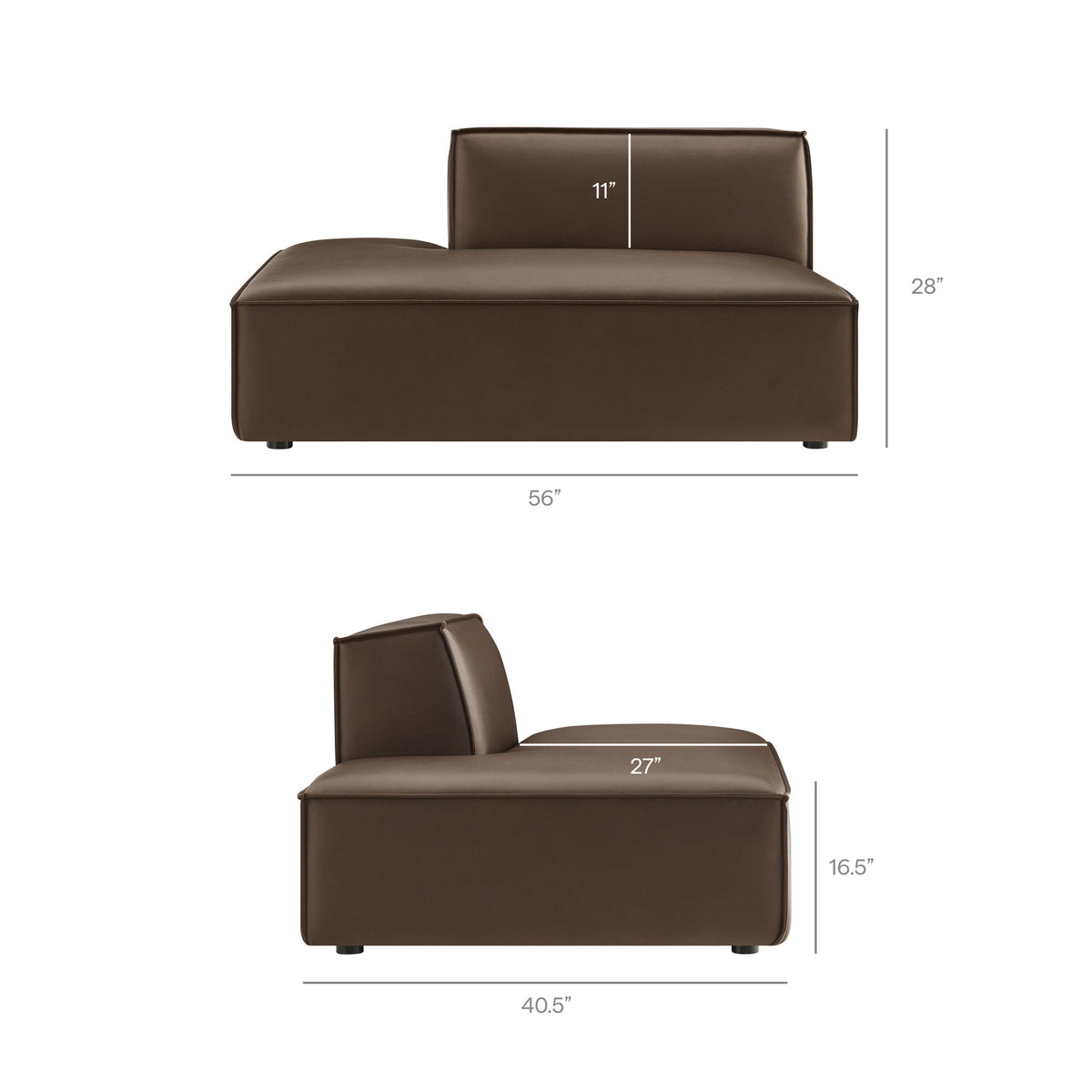 Restore 2-Piece Vegan Leather Modular Loveseat by Modway - Espresso / Toast (EEI-7428), photo 4 of 18