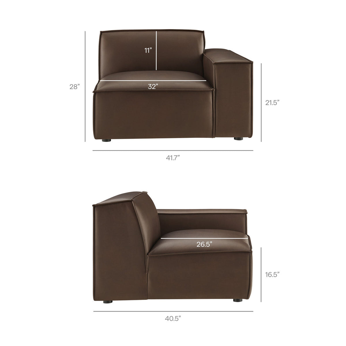 Restore 2-Piece Vegan Leather Modular Loveseat by Modway - Espresso / Toast (EEI-7428), photo 3 of 18