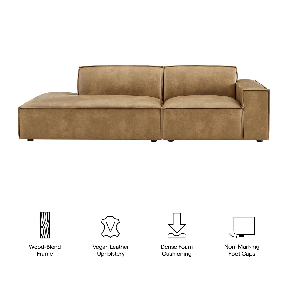 Restore 2-Piece Vegan Leather Modular Loveseat by Modway - Espresso / Toast (EEI-7428), photo 11 of 18