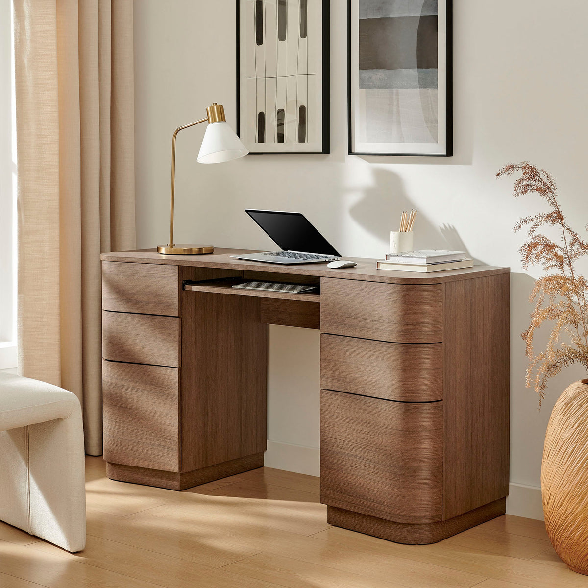 Mirae 55" 6-Drawer Curved Office Desk by Modway, photo 8 of 20