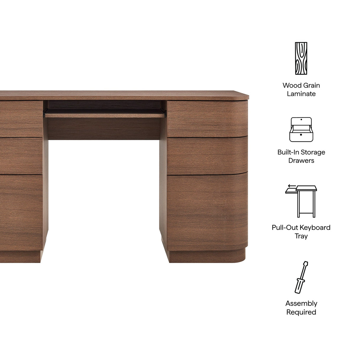 Mirae 55" 6-Drawer Curved Office Desk by Modway, photo 3 of 20