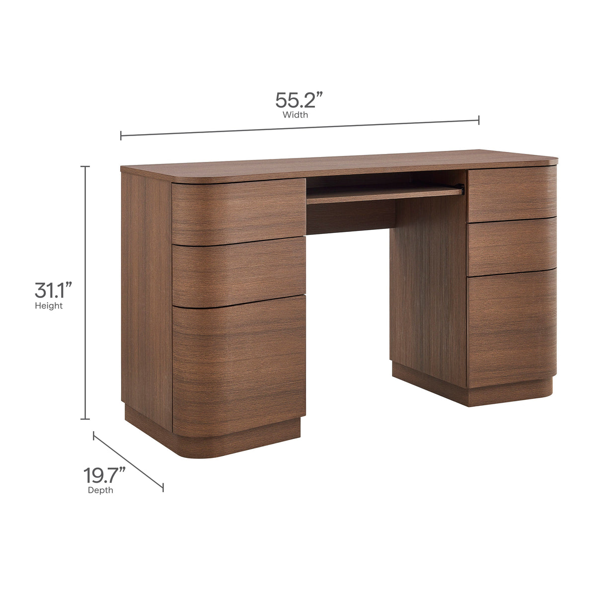 Mirae 55" 6-Drawer Curved Office Desk by Modway, photo 2 of 20