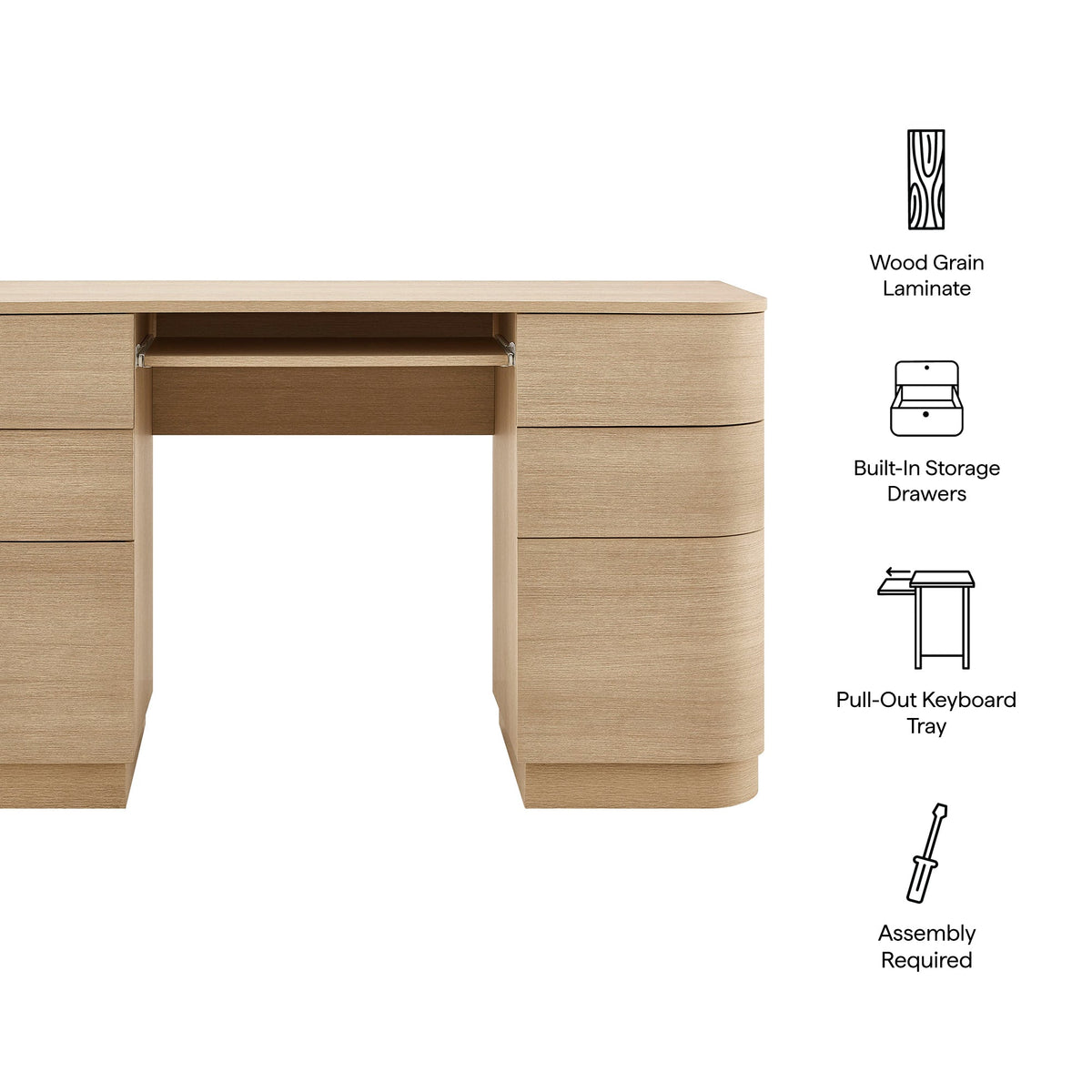 Mirae 55" 6-Drawer Curved Office Desk by Modway, photo 13 of 20