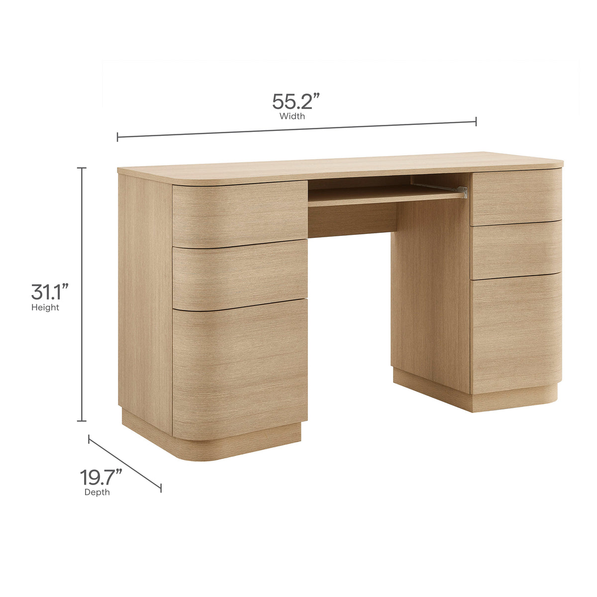 Mirae 55" 6-Drawer Curved Office Desk by Modway, photo 12 of 20