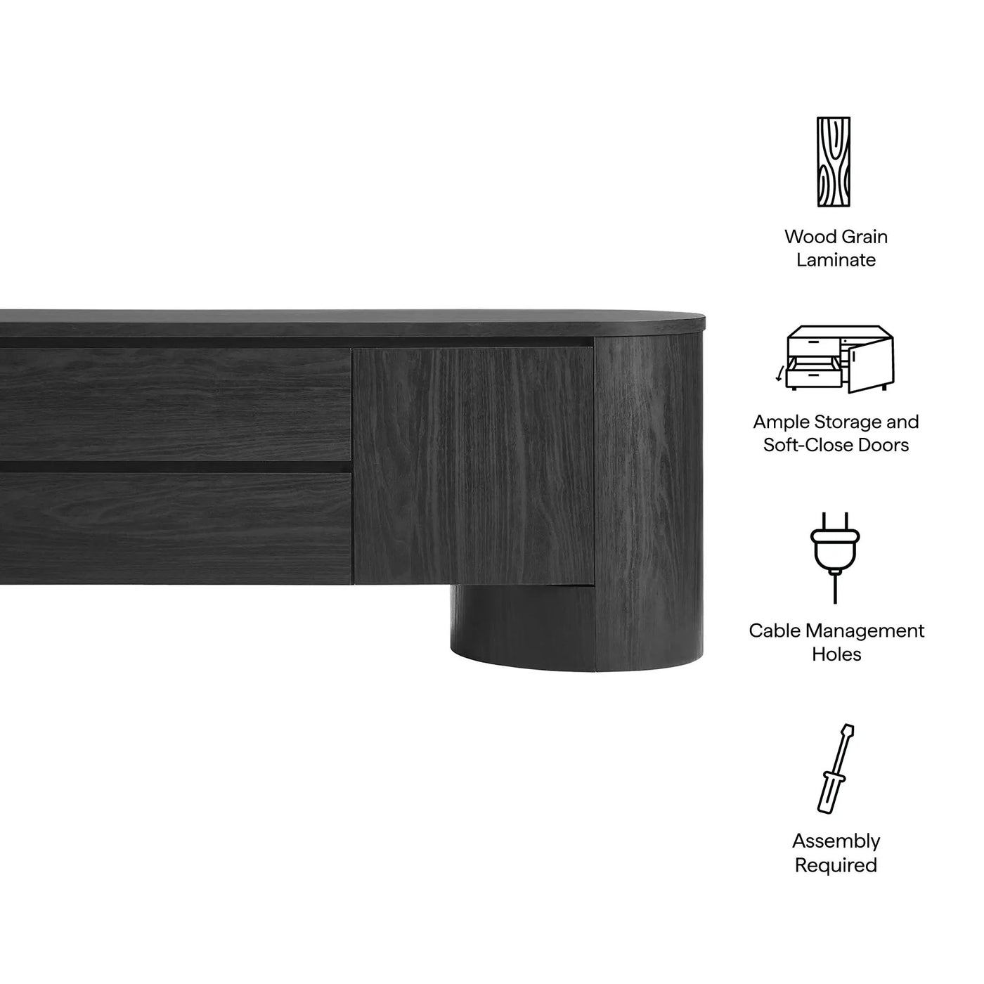Duval 71 Inch Oval TV Cabinet by Modway by HouseOfZazla