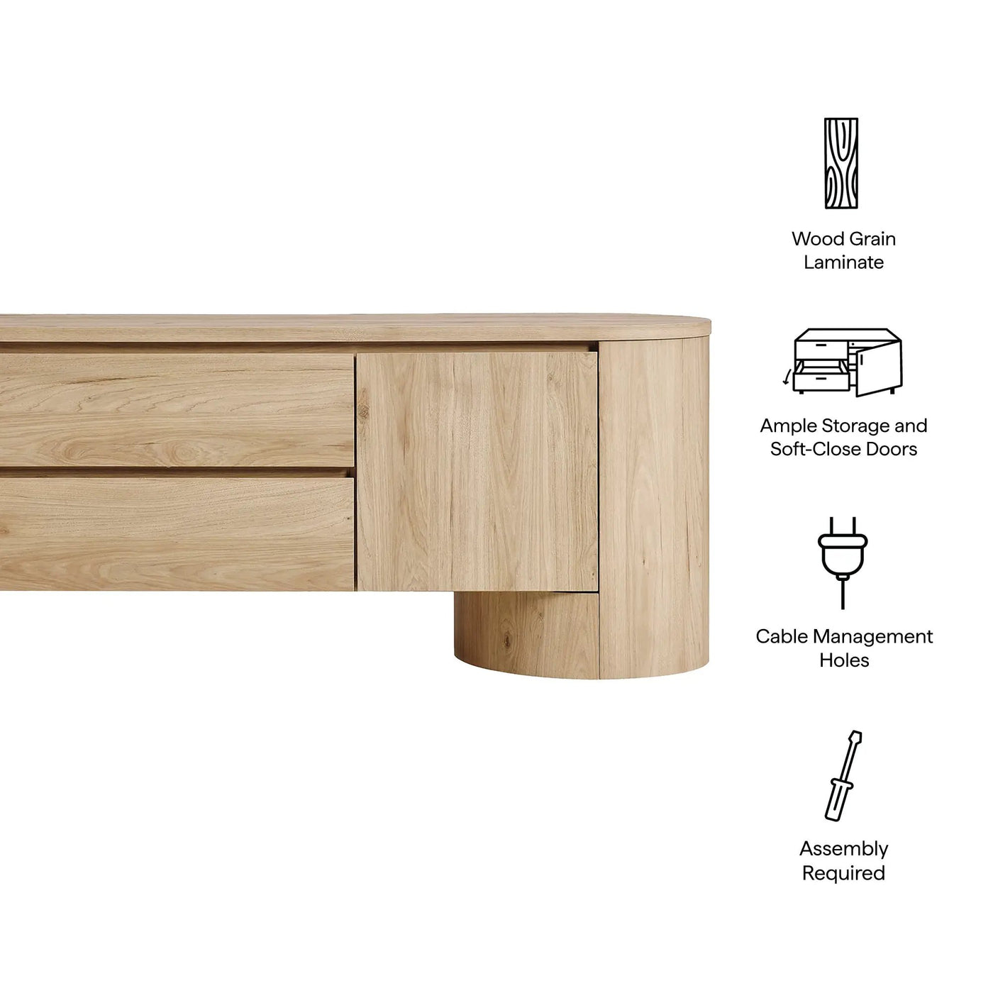 Duval 71 Inch Oval TV Cabinet by Modway by HouseOfZazla