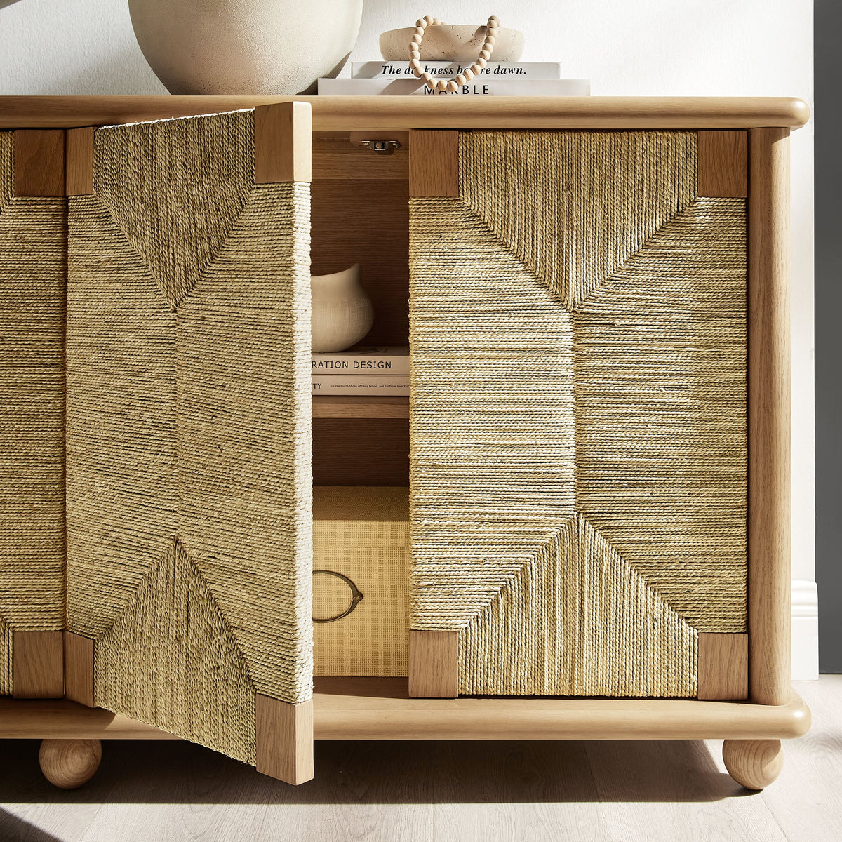 Marola 71 Inch Oak Wood Seagrass Sideboard by Modway, photo 9 of 9