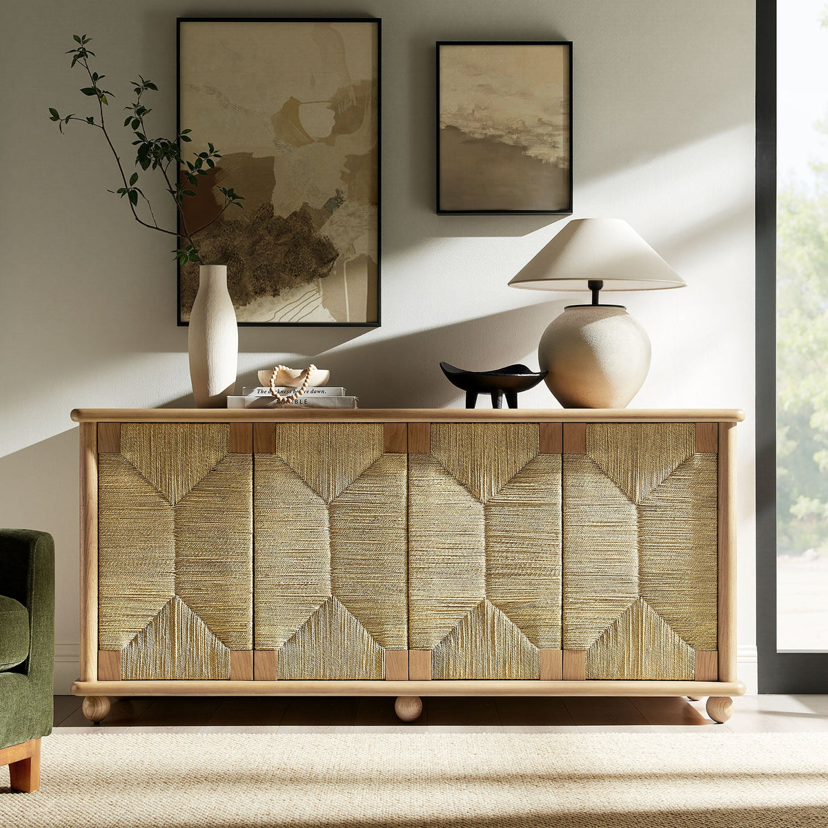 Marola 71 Inch Oak Wood Seagrass Sideboard by Modway, photo 8 of 9