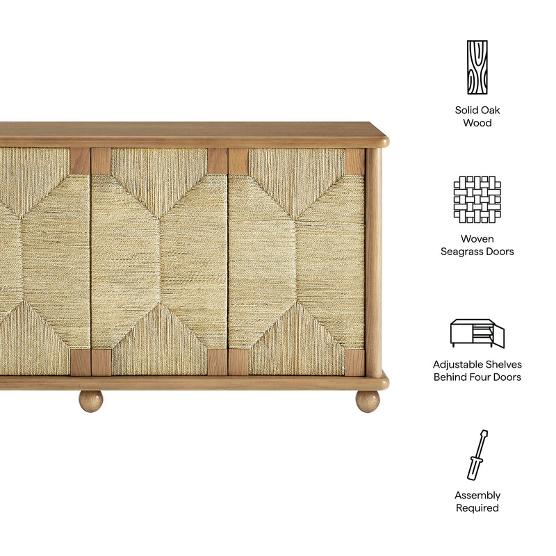 Marola 71 Inch Oak Wood Seagrass Sideboard by Modway, photo 2 of 9