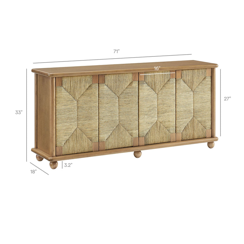 Marola 71 Inch Oak Wood Seagrass Sideboard by Modway, photo 3 of 9