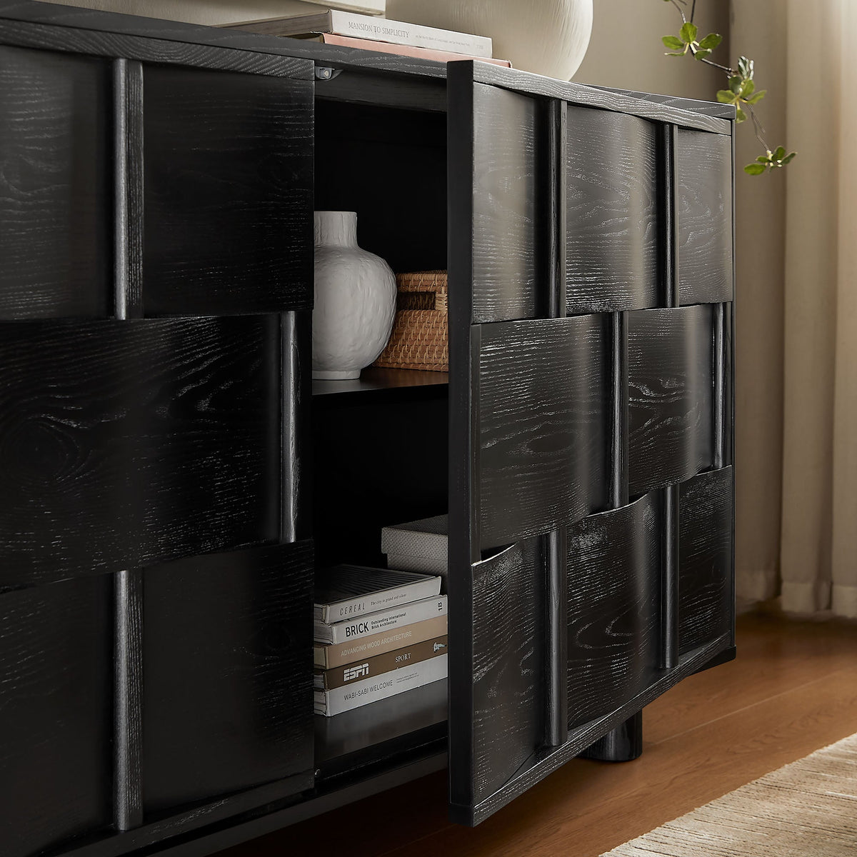 Foundry 71" Woven Design Buffet Storage Cabinet by Modway, photo 10 of 30