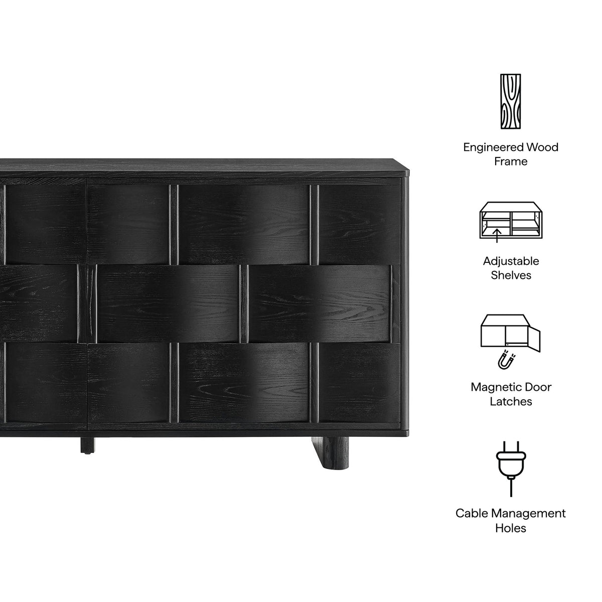 Foundry 71" Woven Design Buffet Storage Cabinet by Modway, photo 2 of 30
