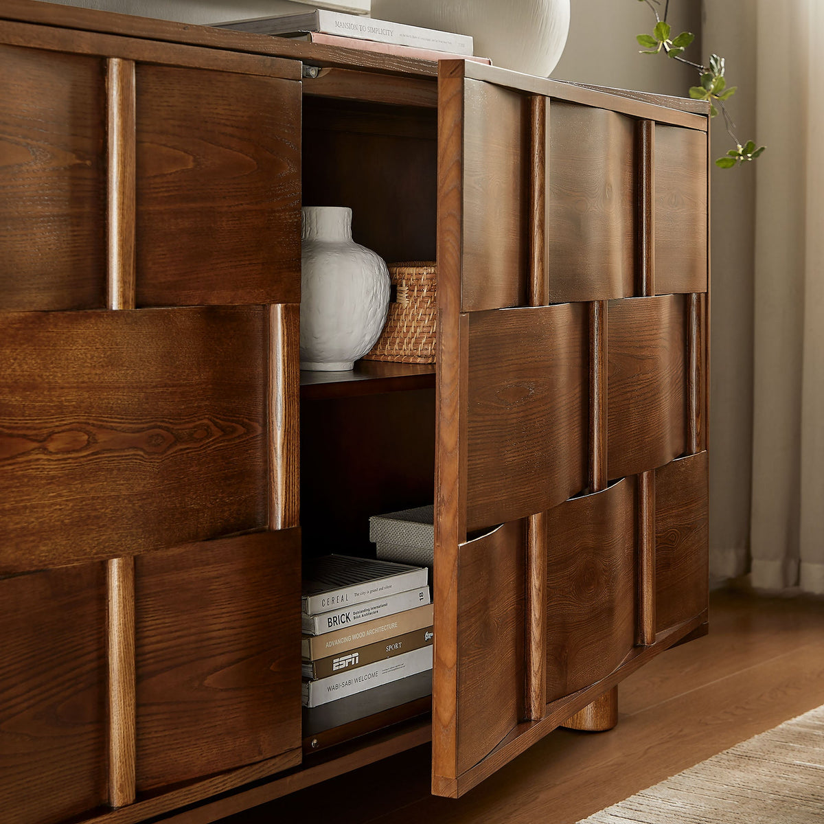 Foundry 71" Woven Design Buffet Storage Cabinet by Modway, photo 20 of 30