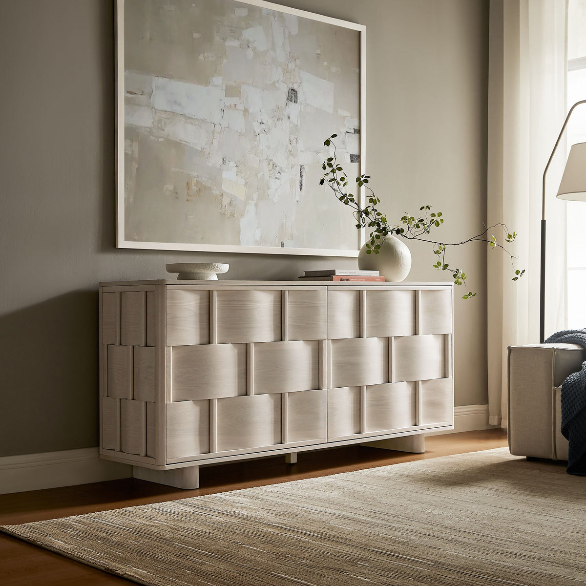 Foundry 71" Woven Design Buffet Storage Cabinet by Modway, photo 28 of 30