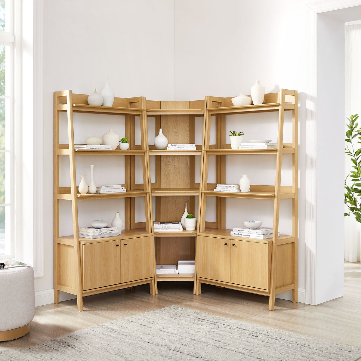 Bixby 3-Piece Corner Bookshelf Set with Wide Bookshelves by Modway, photo 8 of 18