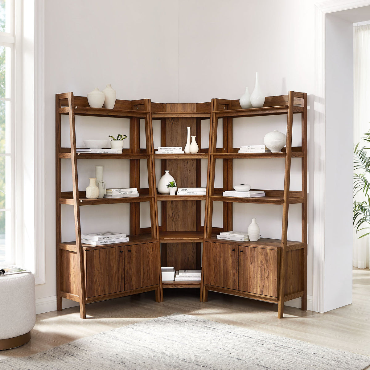 Bixby 3-Piece Corner Bookshelf Set with Wide Bookshelves by Modway, photo 17 of 18