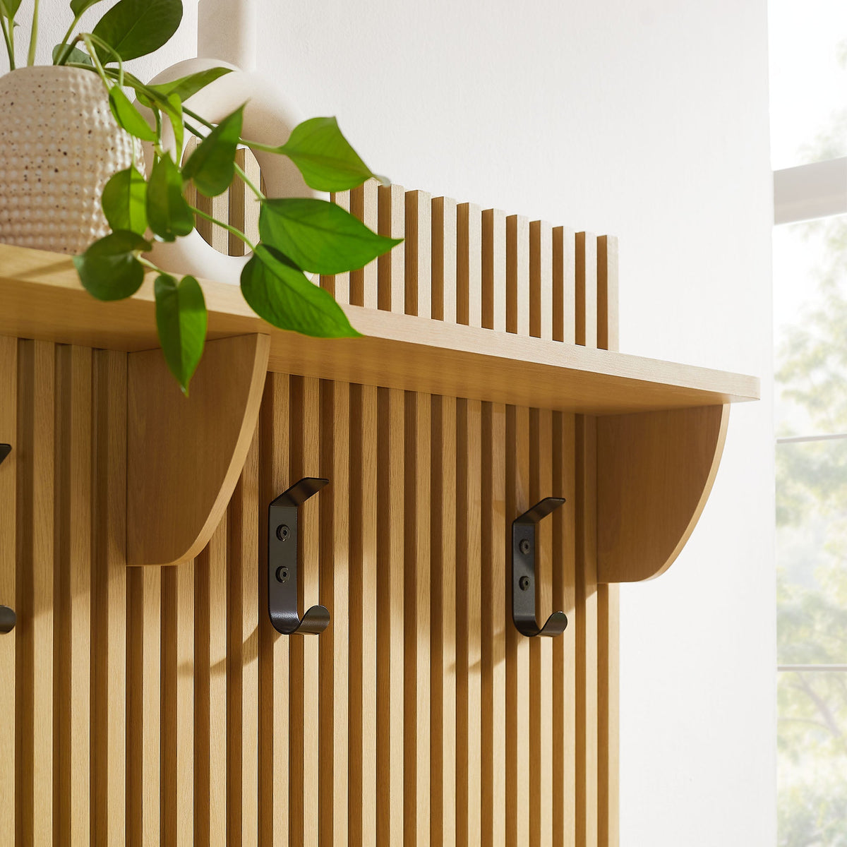 Render Fluted 3-in-1 Hall Tree With Storage Bench and Coat Rack by Modway, photo 8 of 20