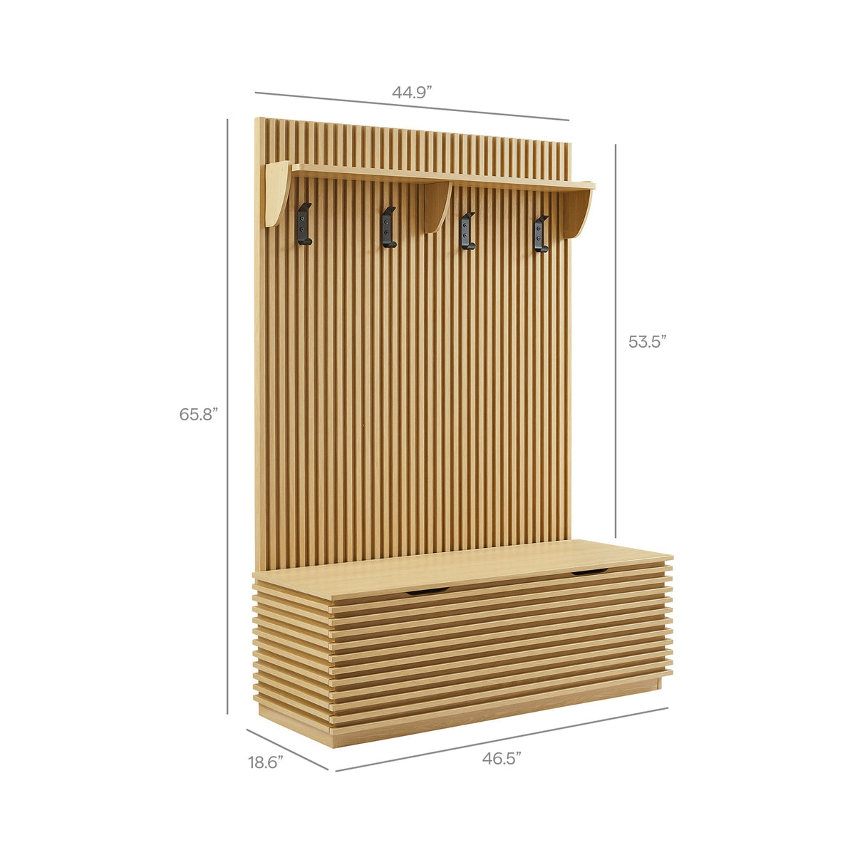 Render Fluted 3-in-1 Hall Tree With Storage Bench and Coat Rack by Modway, photo 2 of 20