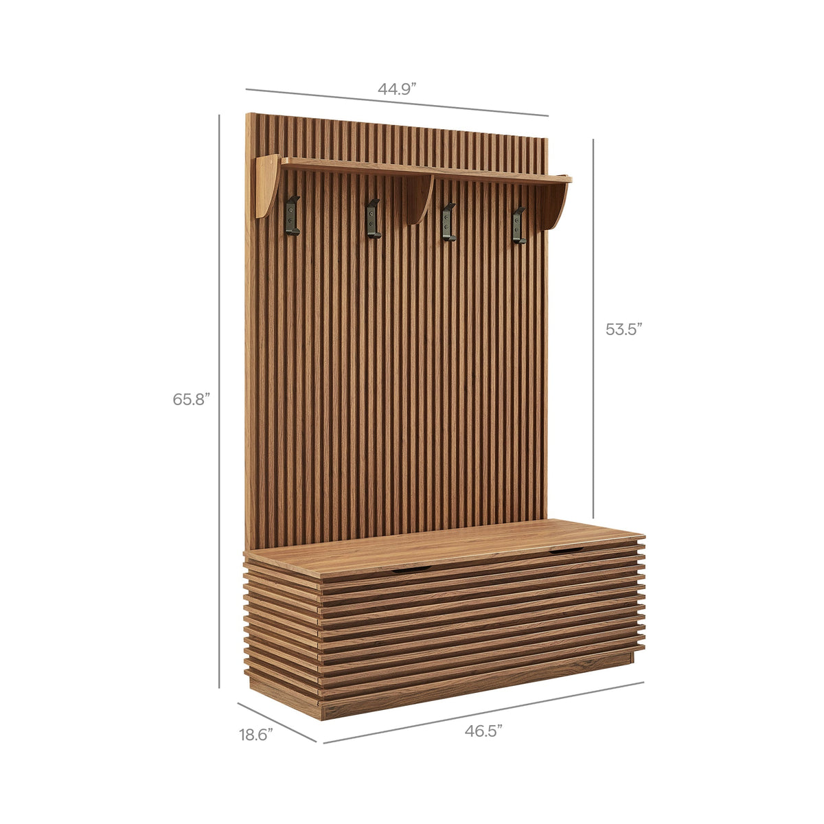 Render Fluted 3-in-1 Hall Tree With Storage Bench and Coat Rack by Modway, photo 12 of 20