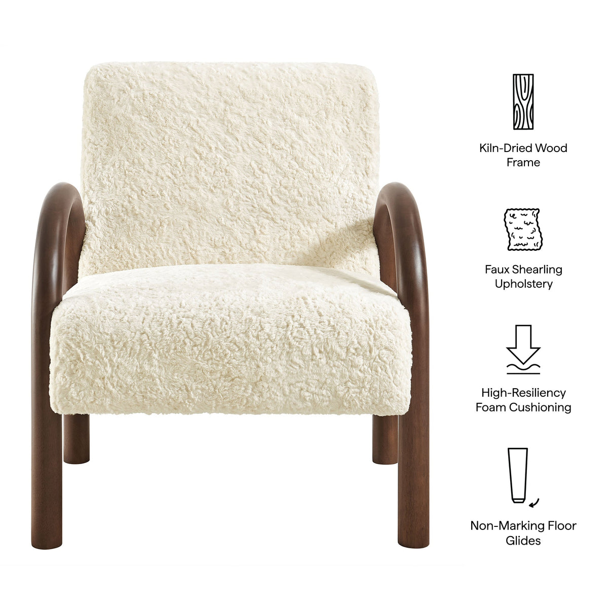 Lunet Faux Shearling Accent Armchair by Modway, photo 3 of 18