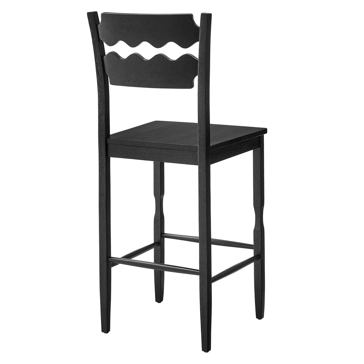 Jax Oak Wood Bar Stool With Wavy Razor Back by Modway, photo 5 of 20