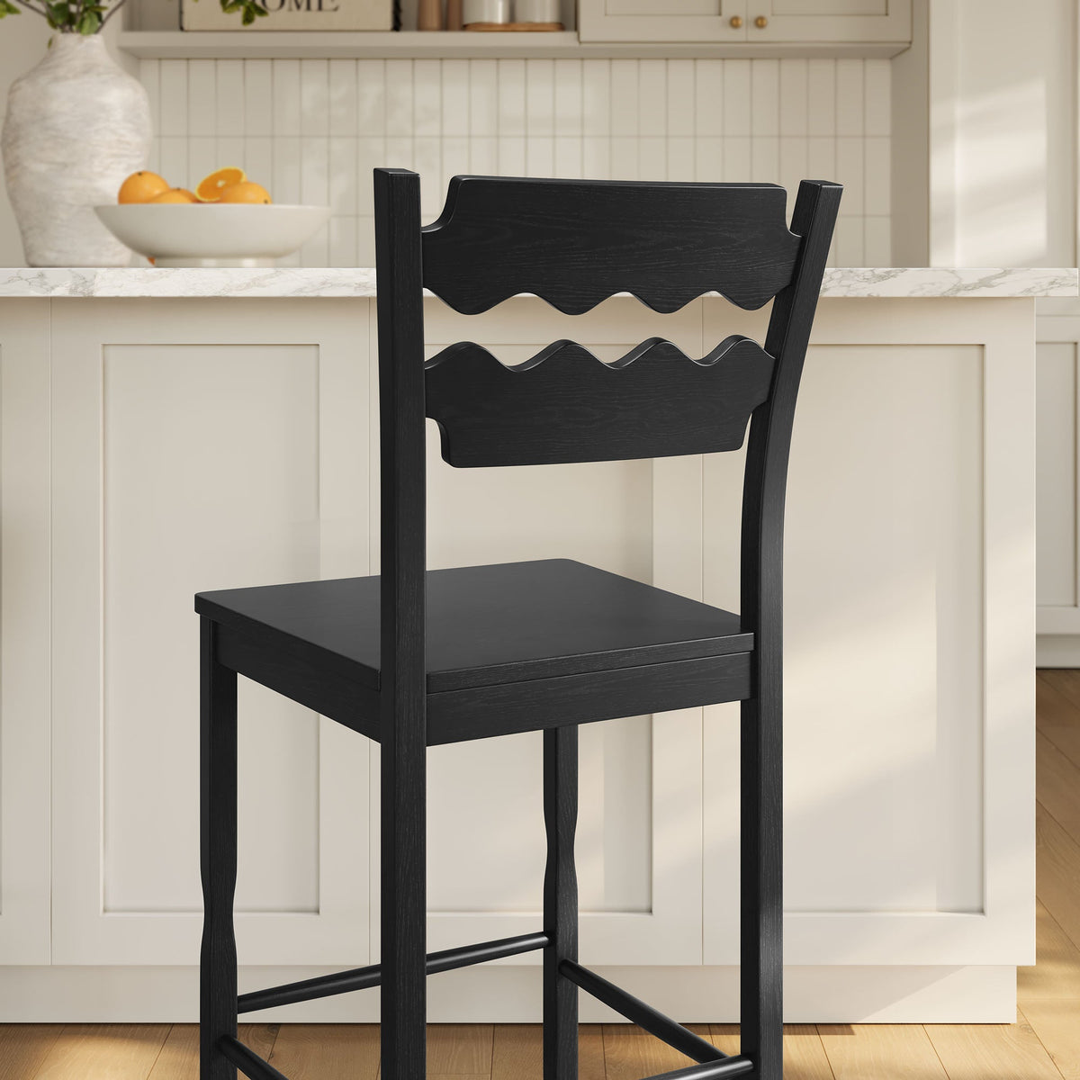 Jax Oak Wood Bar Stool With Wavy Razor Back by Modway, photo 10 of 20