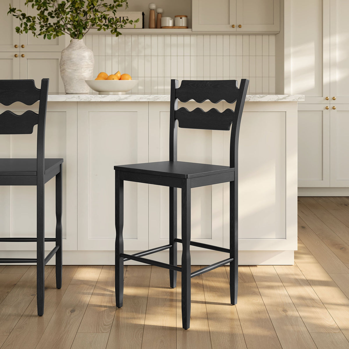 Jax Oak Wood Bar Stool With Wavy Razor Back by Modway, photo 9 of 20