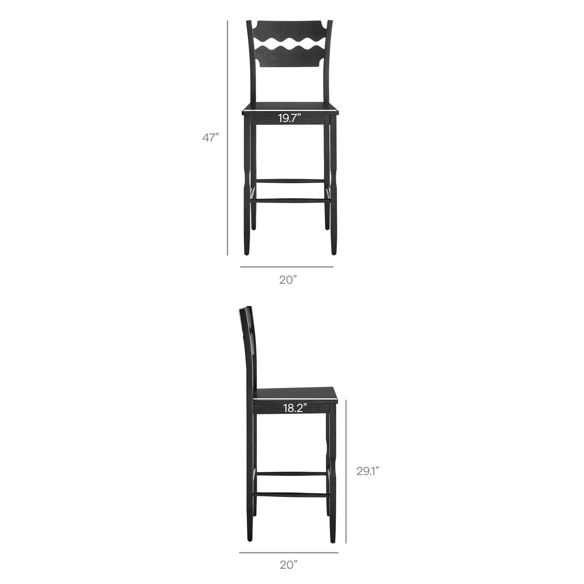 Jax Oak Wood Bar Stool With Wavy Razor Back by Modway, photo 3 of 20