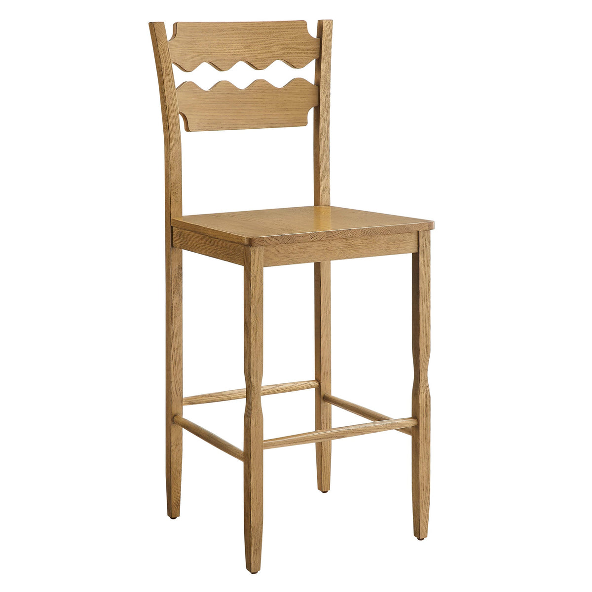 Jax Oak Wood Bar Stool With Wavy Razor Back by Modway, photo 11 of 20