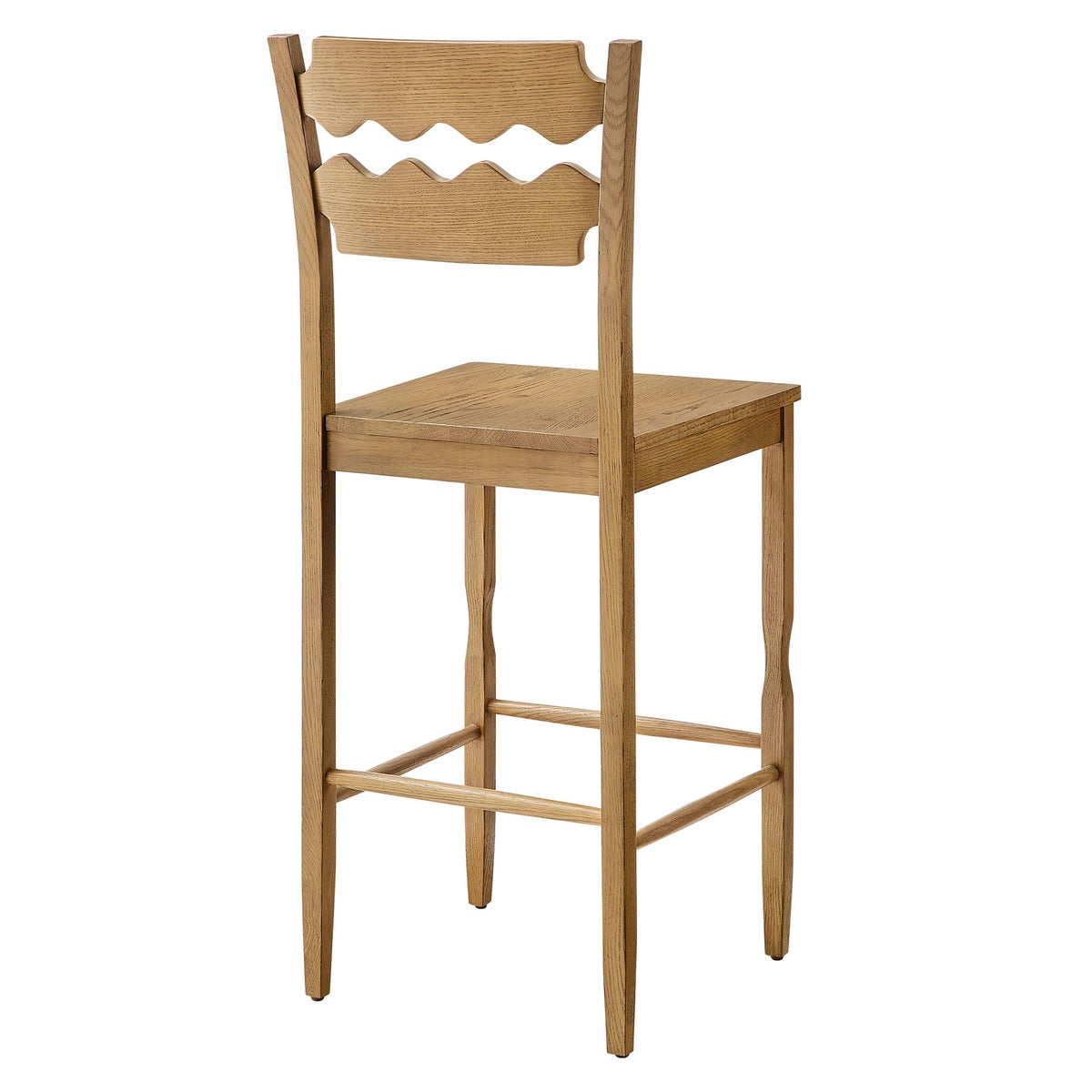 Jax Oak Wood Bar Stool With Wavy Razor Back by Modway, photo 15 of 20