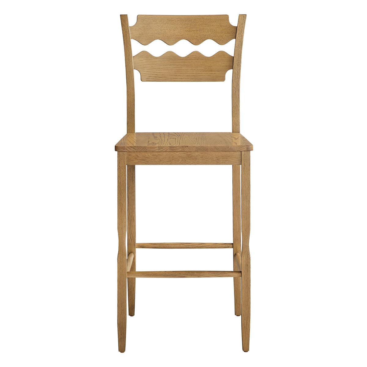Jax Oak Wood Bar Stool With Wavy Razor Back by Modway, photo 16 of 20