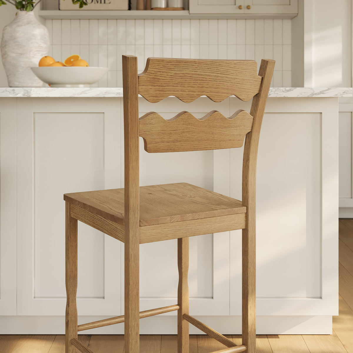 Jax Oak Wood Bar Stool With Wavy Razor Back by Modway, photo 20 of 20