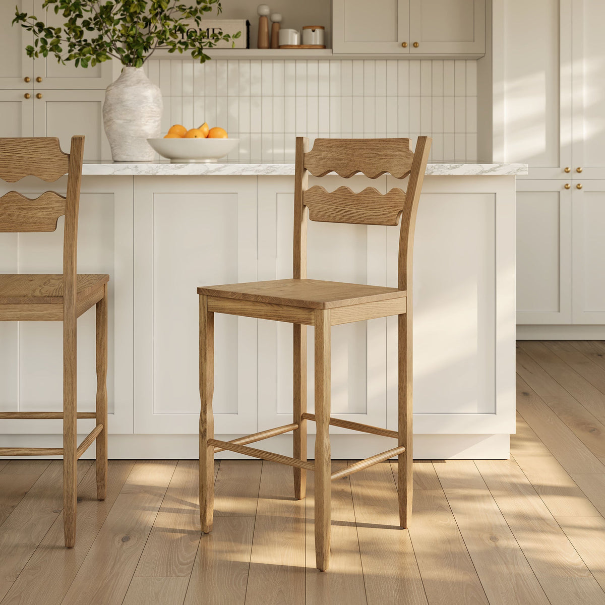 Jax Oak Wood Bar Stool With Wavy Razor Back by Modway, photo 19 of 20