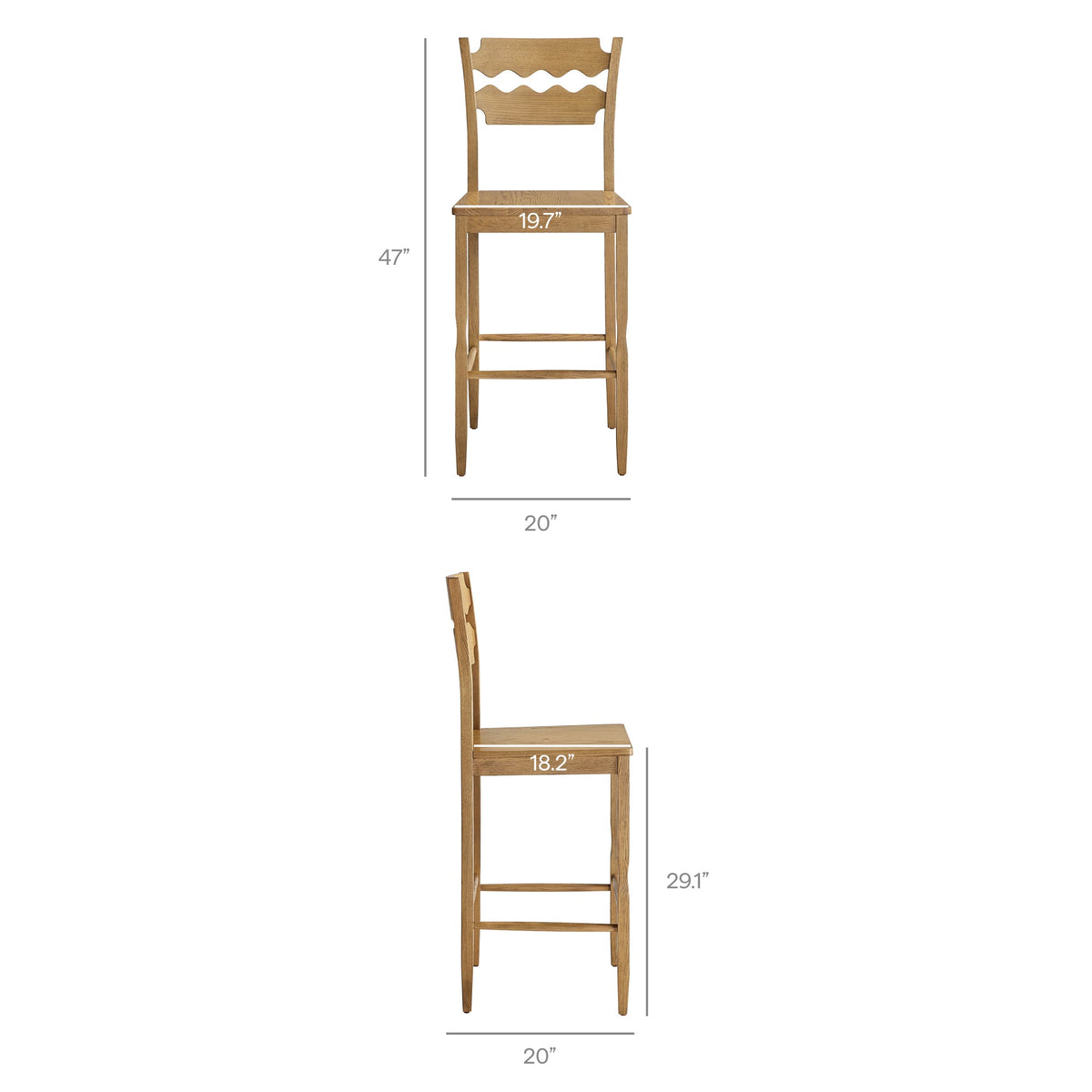 Jax Oak Wood Bar Stool With Wavy Razor Back by Modway, photo 13 of 20
