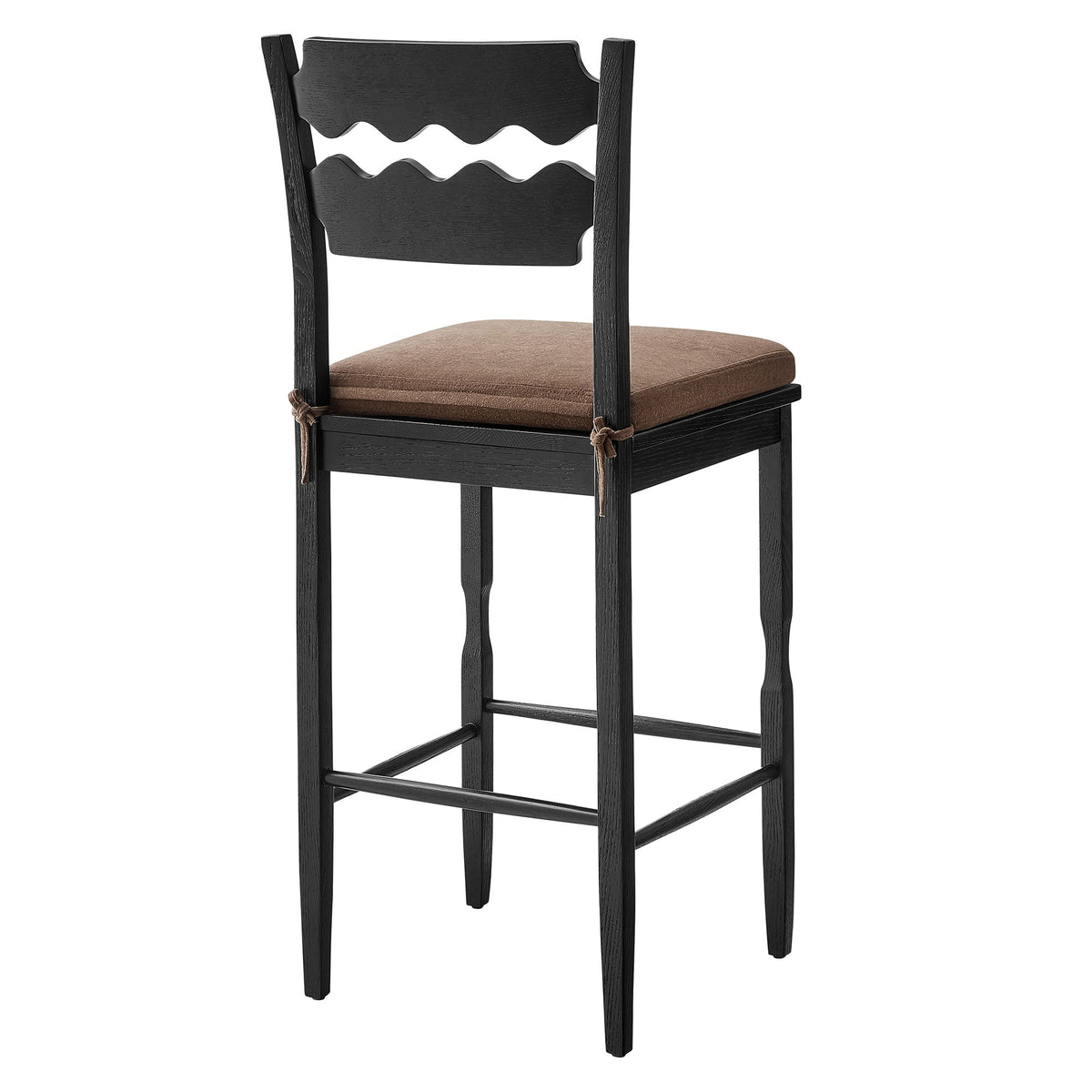 Jax Oak Wood Bar Stool With Wavy Razor Back and Cushion by Modway, photo 5 of 44