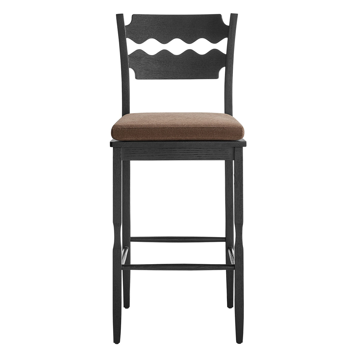 Jax Oak Wood Bar Stool With Wavy Razor Back and Cushion by Modway, photo 6 of 44