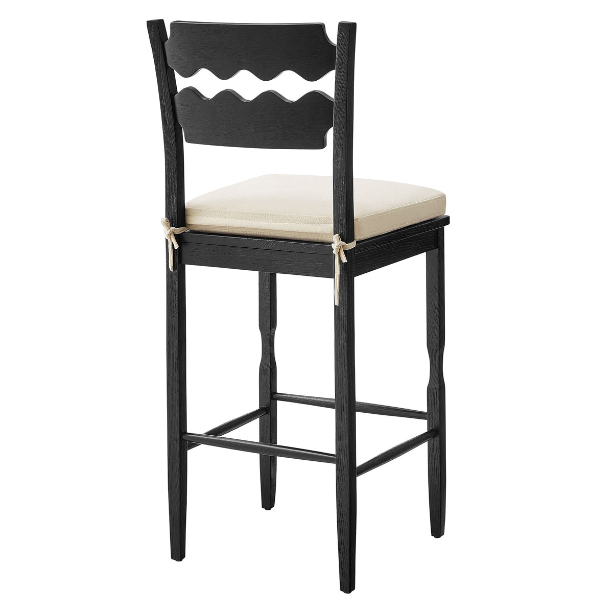 Jax Oak Wood Bar Stool With Wavy Razor Back and Cushion by Modway, photo 15 of 44