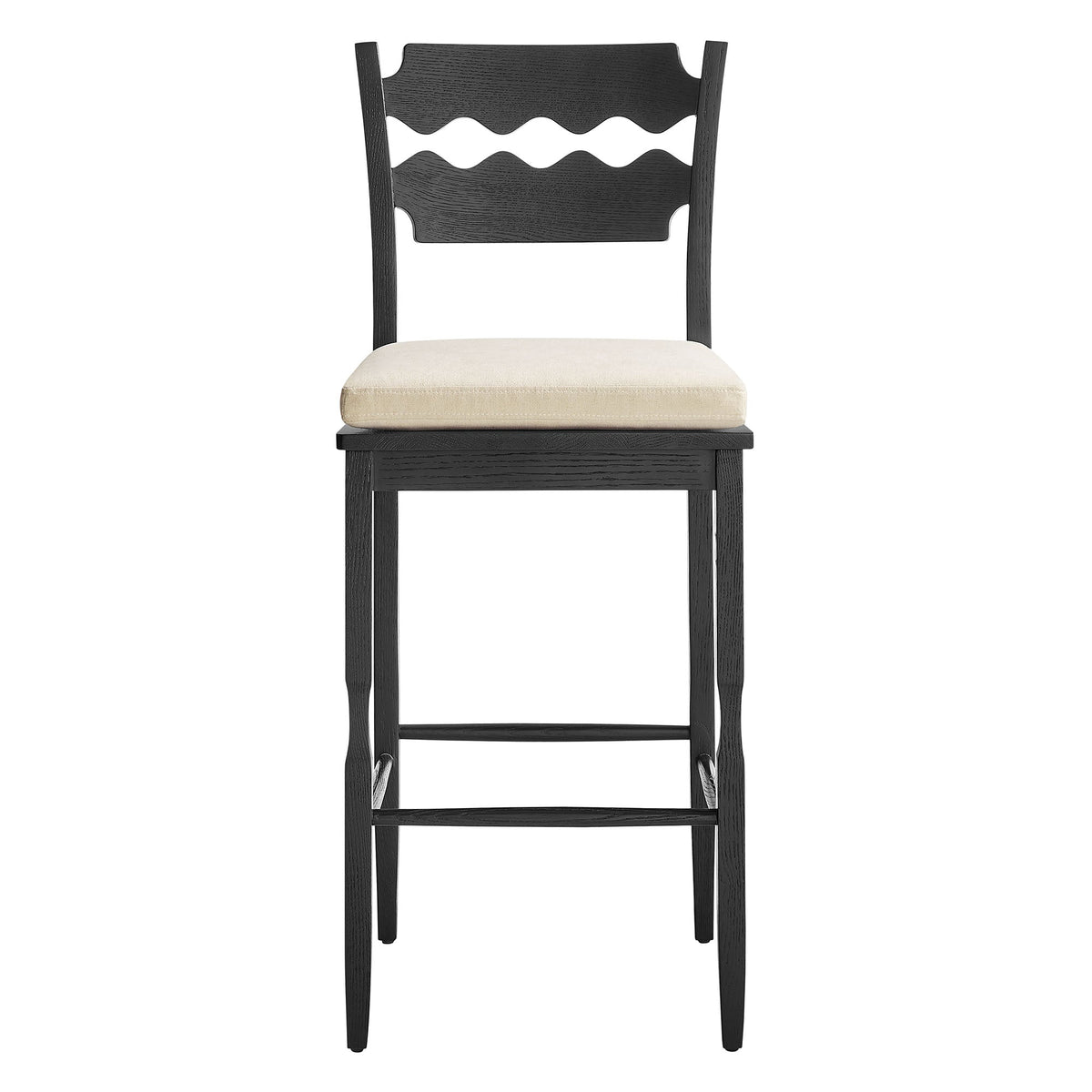 Jax Oak Wood Bar Stool With Wavy Razor Back and Cushion by Modway, photo 16 of 44