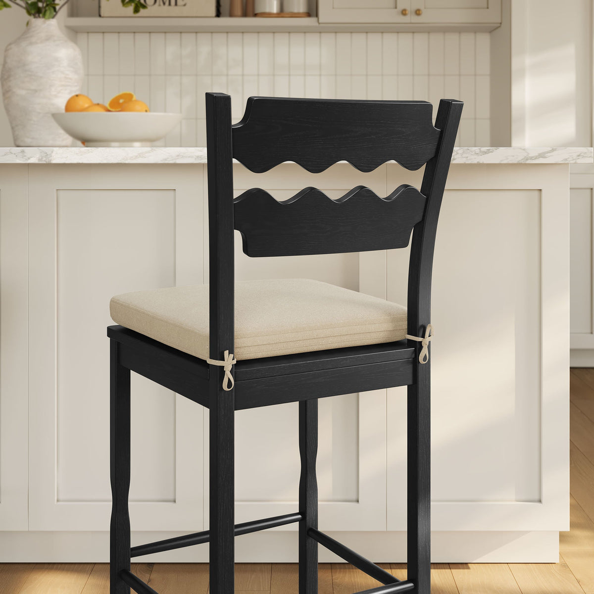 Jax Oak Wood Bar Stool With Wavy Razor Back and Cushion by Modway, photo 20 of 44