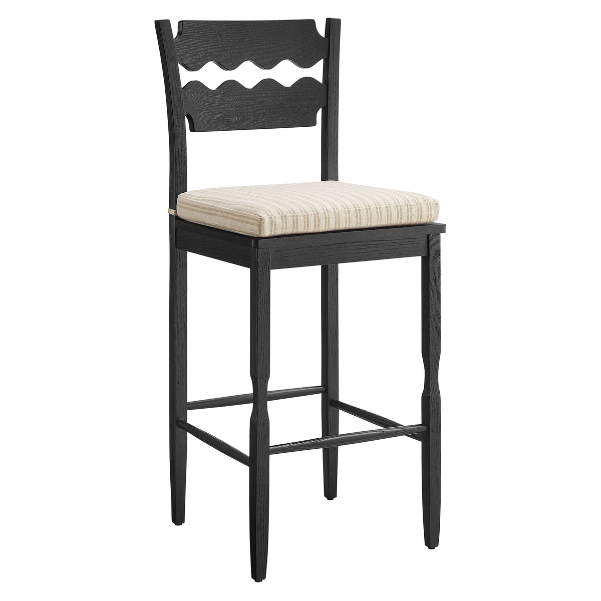 Jax Oak Wood Bar Stool With Wavy Razor Back and Cushion by Modway, photo 21 of 44
