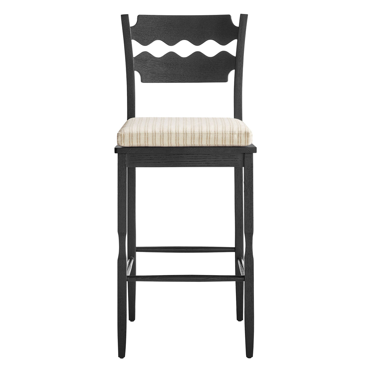 Jax Oak Wood Bar Stool With Wavy Razor Back and Cushion by Modway, photo 26 of 44