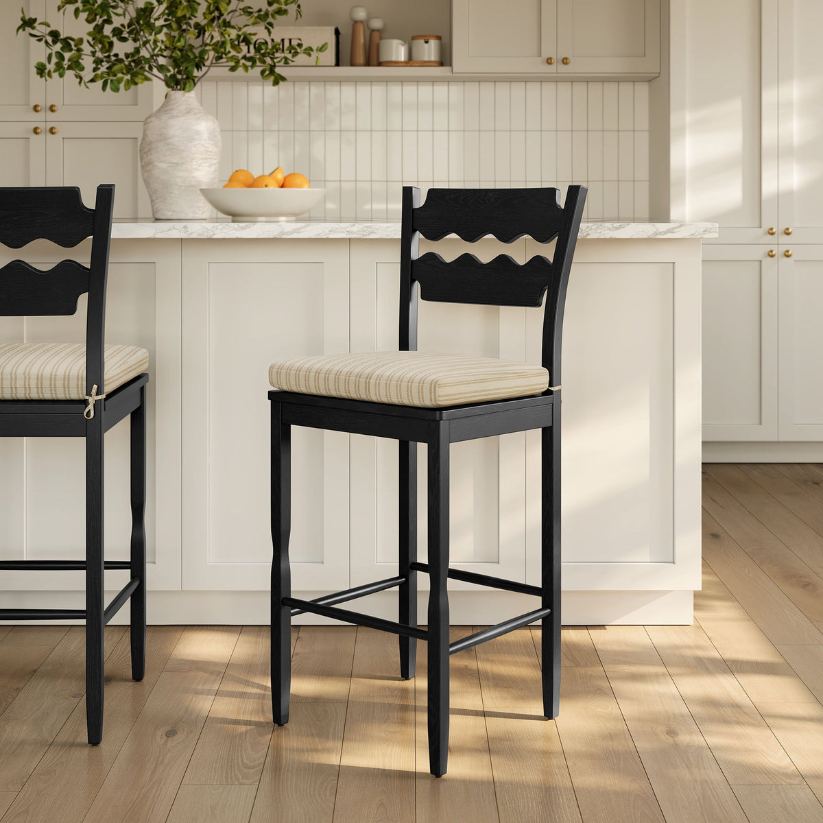 Jax Oak Wood Bar Stool With Wavy Razor Back and Cushion by Modway, photo 29 of 44
