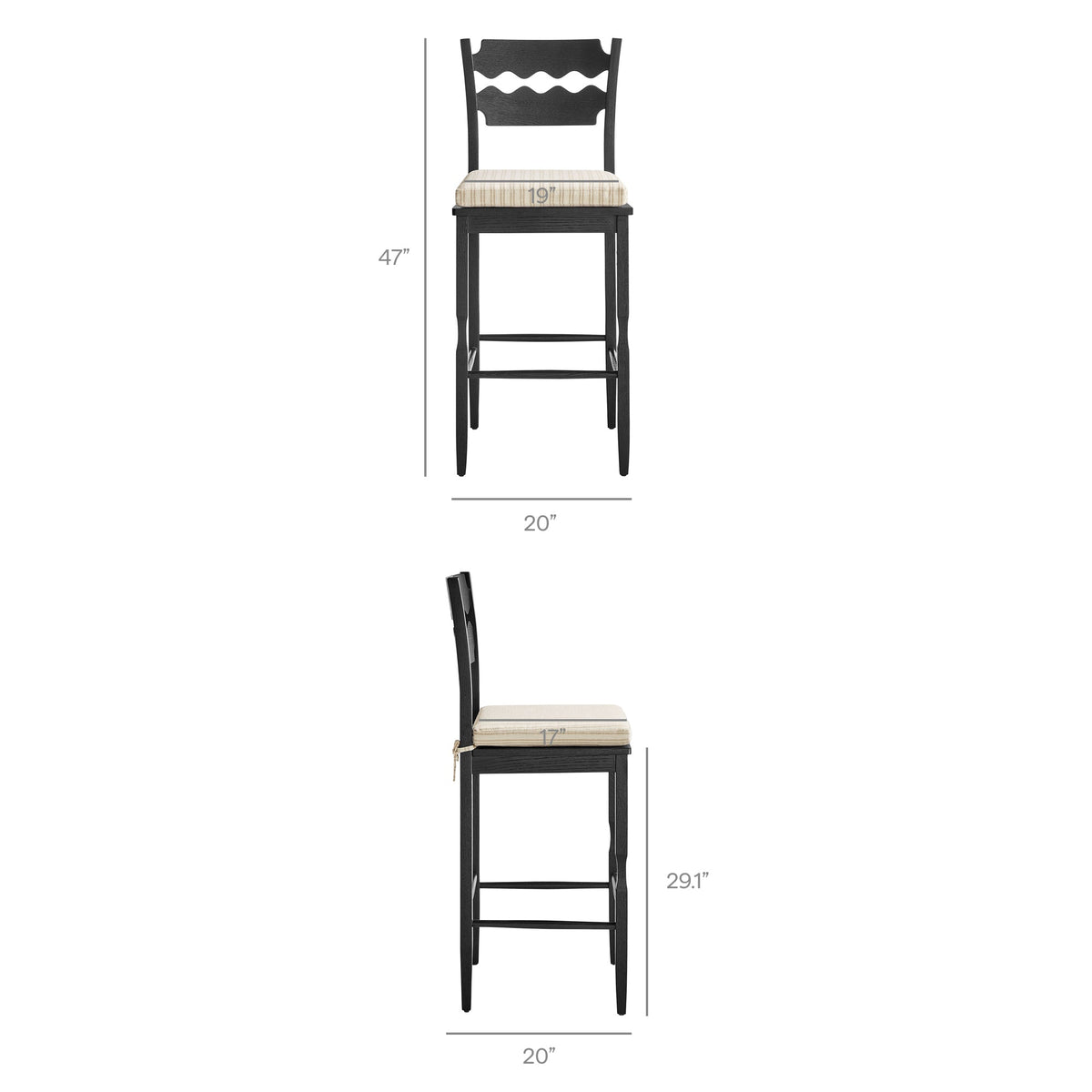 Jax Oak Wood Bar Stool With Wavy Razor Back and Cushion by Modway, photo 23 of 44