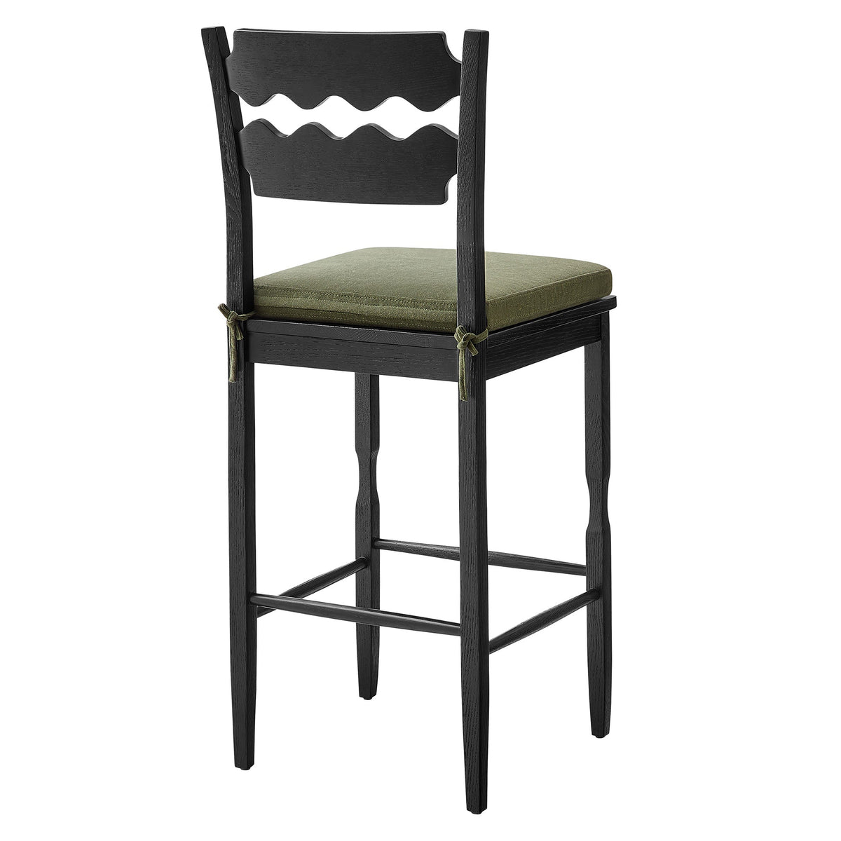 Jax Oak Wood Bar Stool With Wavy Razor Back and Cushion by Modway, photo 35 of 44