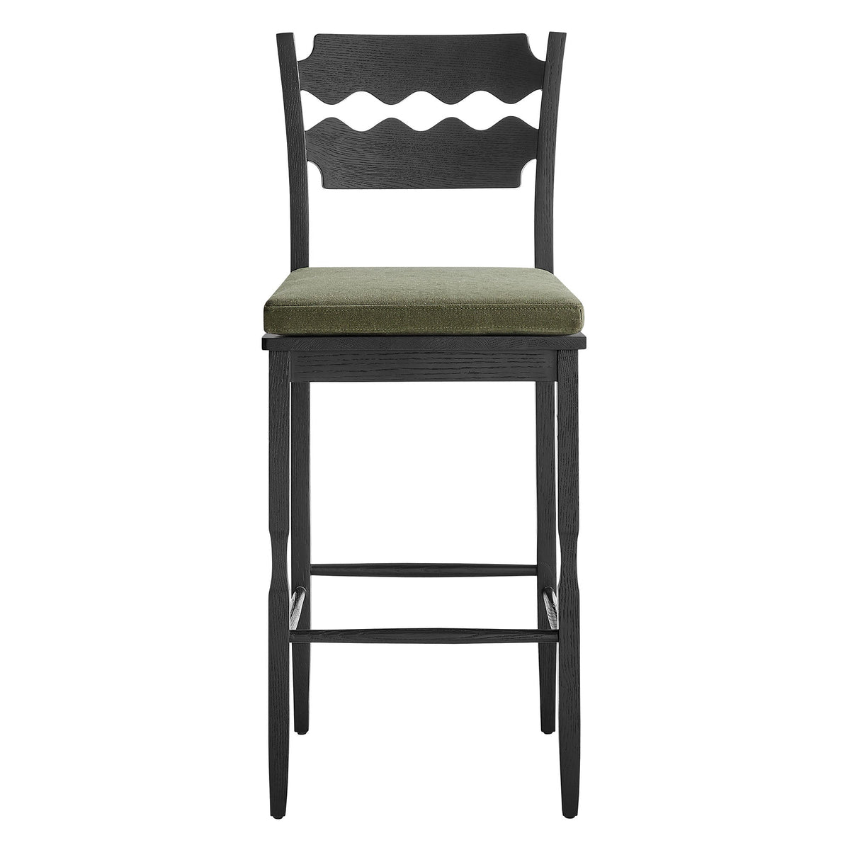 Jax Oak Wood Bar Stool With Wavy Razor Back and Cushion by Modway, photo 36 of 44