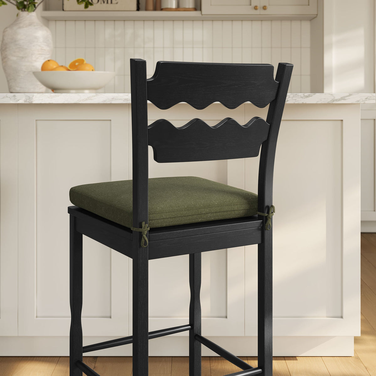 Jax Oak Wood Bar Stool With Wavy Razor Back and Cushion by Modway, photo 40 of 44