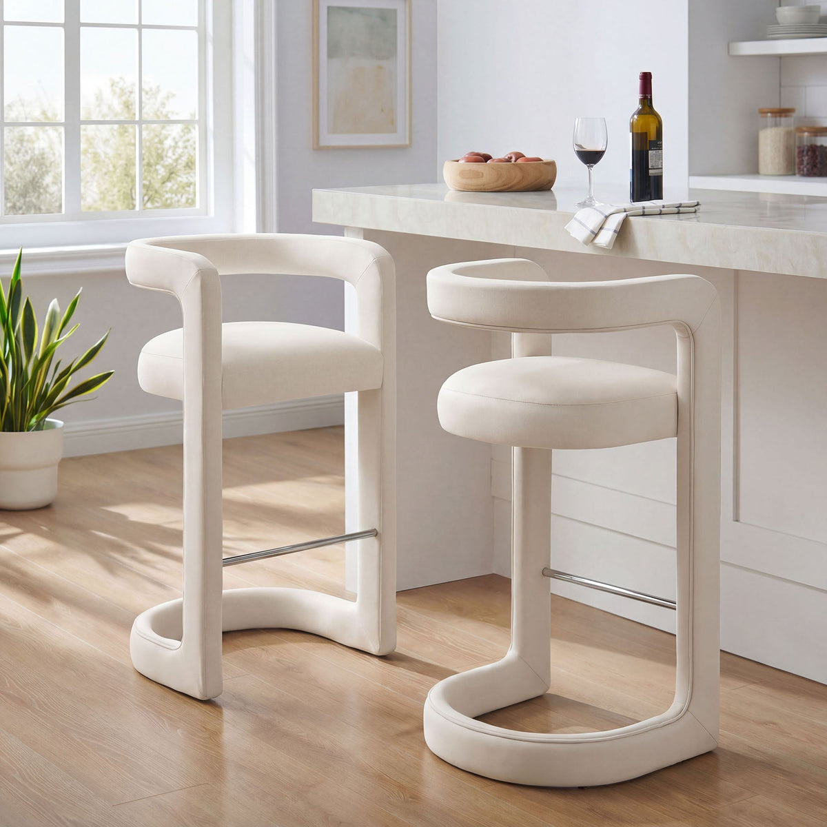Winslow Performance Velvet Bar Stool Set of 2 by Modway, photo 9 of 42