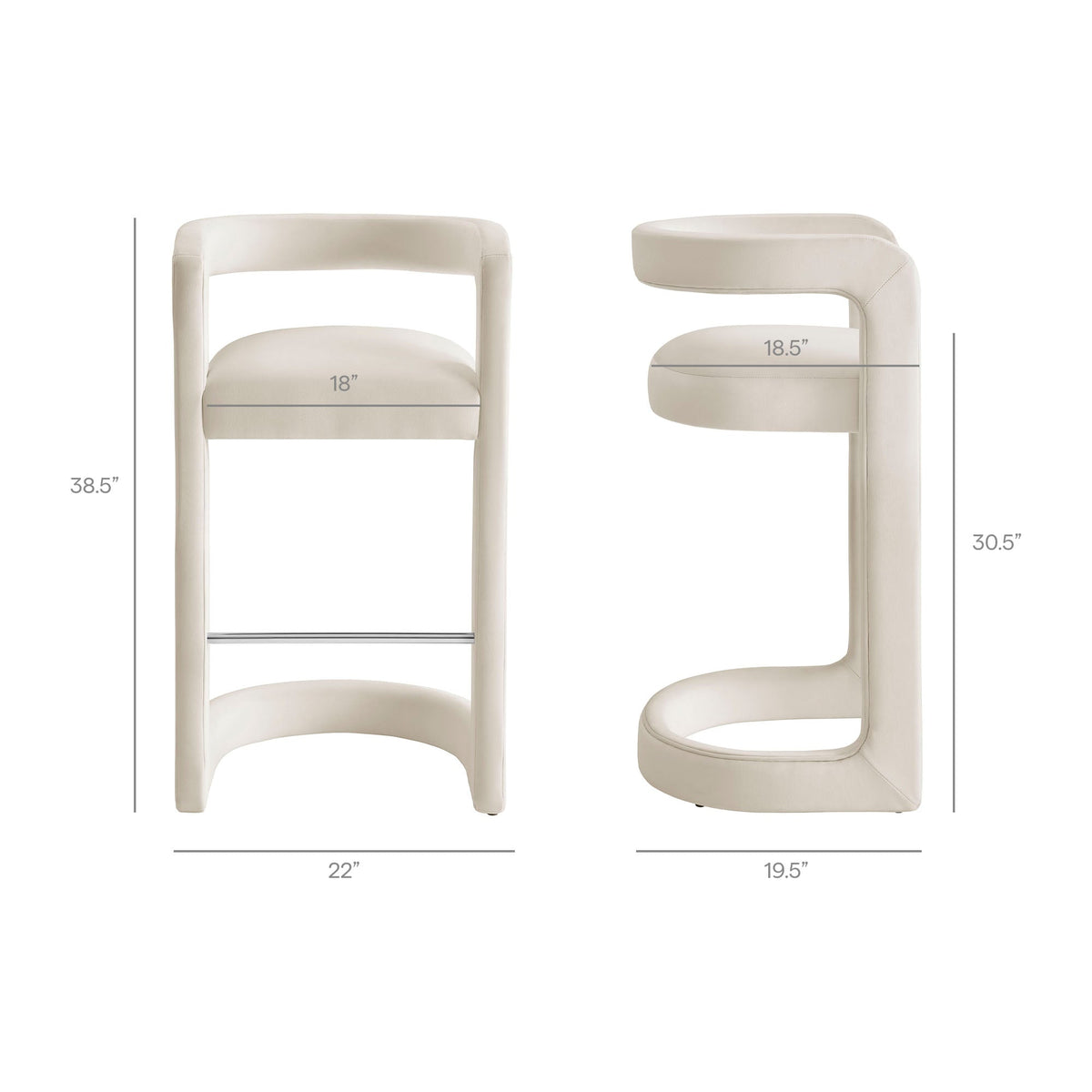 Winslow Performance Velvet Bar Stool Set of 2 by Modway, photo 3 of 42