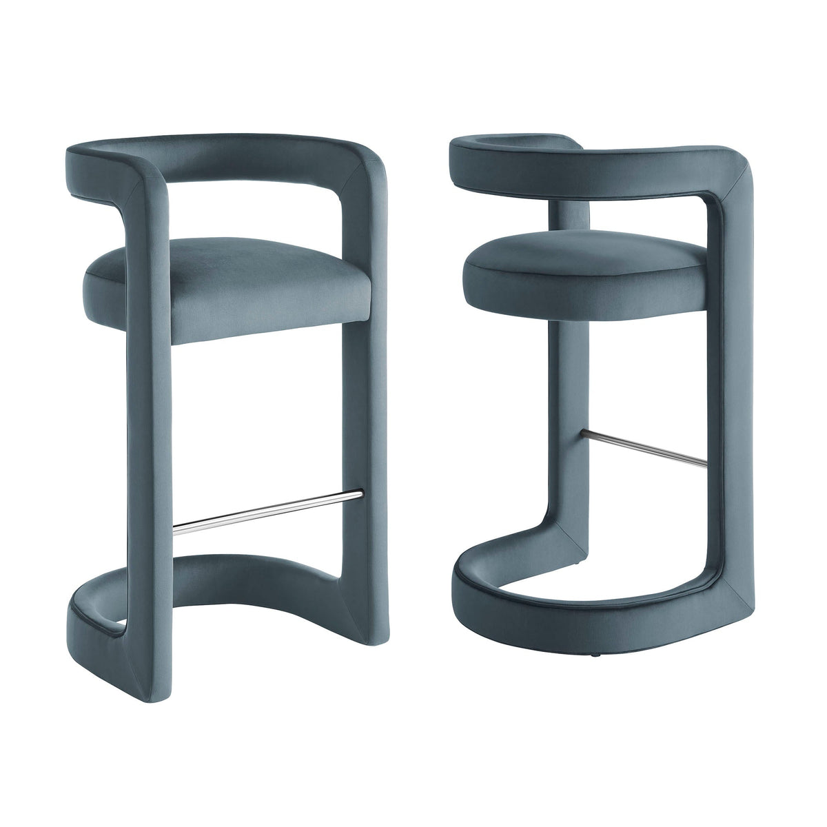 Winslow Performance Velvet Bar Stool Set of 2 by Modway, photo 11 of 42